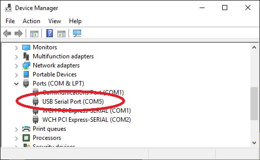 Find the right USB Serial Port (Windows)